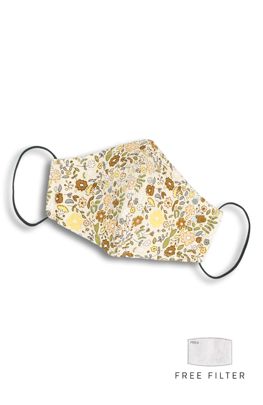 Retro Garden Pure Cotton Face Mask - Biscotti