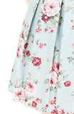 Romantic Resplendence Rose Flare Dress with Short Sleeves - Powder Blue