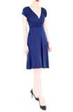 Romantic Knot Front Dress with Short Sleeves - Monaco Blue