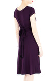 Romantic Knot Front Dress with Short Sleeves - Mulberry