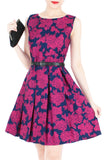 Rose Lattice Flare Dress - Rosy Pink