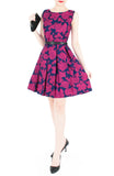 Rose Lattice Flare Dress - Rosy Pink