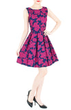 Rose Lattice Flare Dress - Rosy Pink