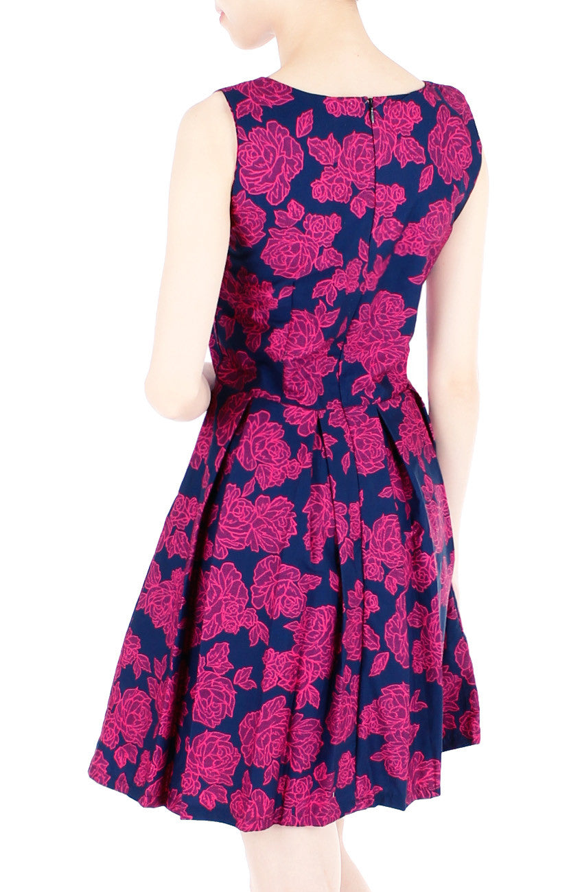 Rose Lattice Flare Dress - Rosy Pink