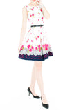 Rose Shower with Love Flare Dress - White