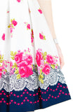 Rose Shower with Love Flare Dress - White