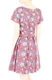 Rose & Radiance Flare Dress with Short Sleeves - Pink