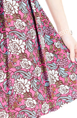 Rose & Radiance Flare Dress with Short Sleeves - Pink
