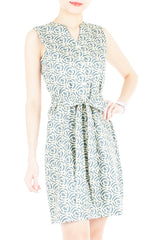 Roses Rendezvous A-Line Button Down Dress - Ash Blue