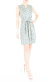 Roses Rendezvous A-Line Button Down Dress - Ash Blue