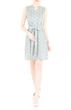 Roses Rendezvous A-Line Button Down Dress - Ash Blue