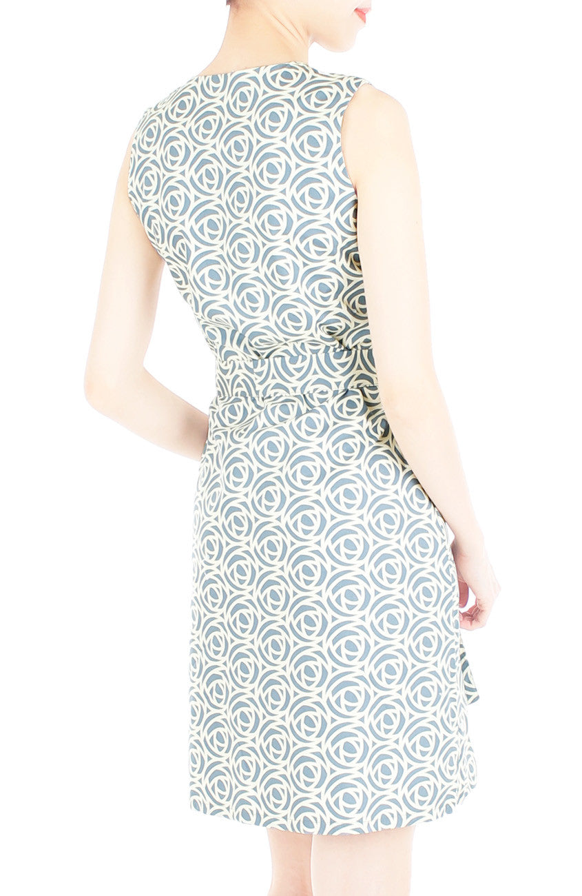 Roses Rendezvous A-Line Button Down Dress - Ash Blue