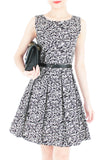 Roses Rendezvous Flare Dress - Black