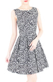 Roses Rendezvous Flare Dress - Black