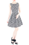 Roses Rendezvous Flare Dress - Black