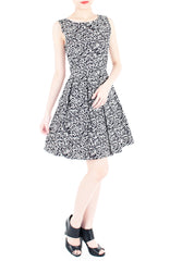 Roses Rendezvous Flare Dress - Black