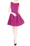 Roses Rendezvous Flare Dress - Fuchsia Pink