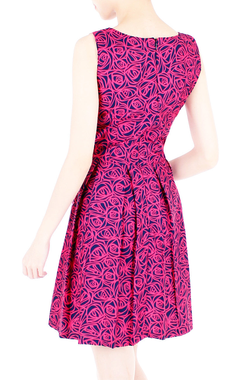Roses Rendezvous Flare Dress - Fuchsia Pink