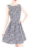 Roses Rendezvous Flare Dress - White