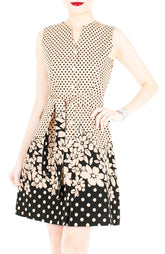 Rosette Latte A-Line Button Down Dress