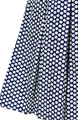 Rosette Doily Flare Dress with Short Sleeves - Ink Blue