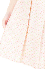 Rosette Doily Flare Dress with Short Sleeves - Petal Pink