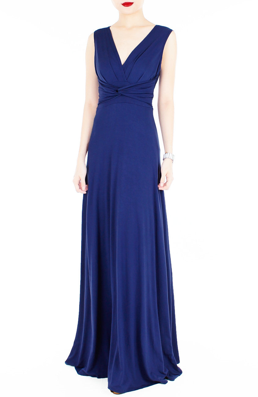 Romantic Knot Front Dress in Maxi Length - Monaco Blue