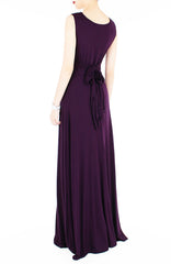 Romantic Knot Front Dress in Maxi Length - Mulberry