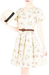 Rustic Radiance Flare Dress with Short Sleeves