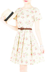 Rustic Radiance Flare Dress with Short Sleeves