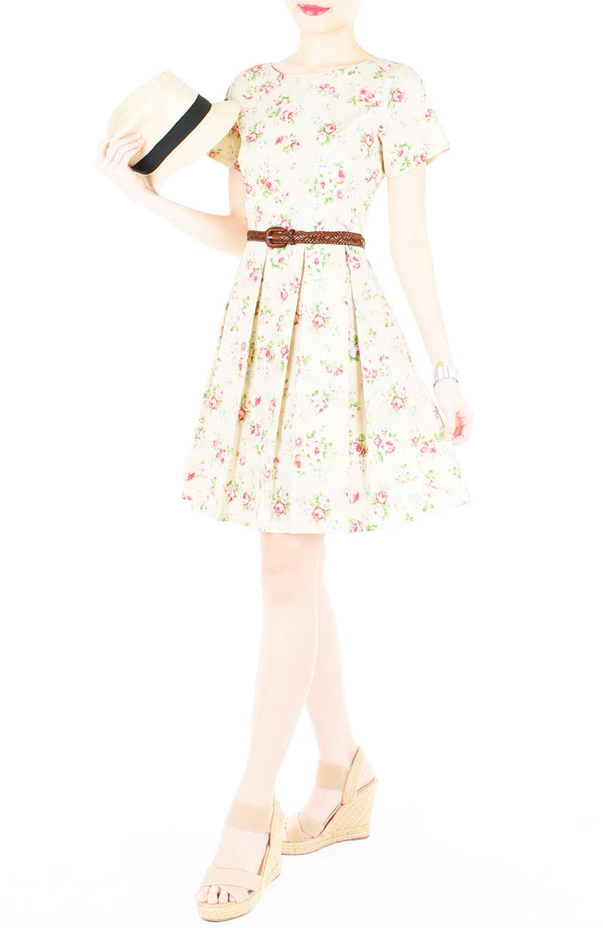 Rustic Radiance Flare Dress with Short Sleeves