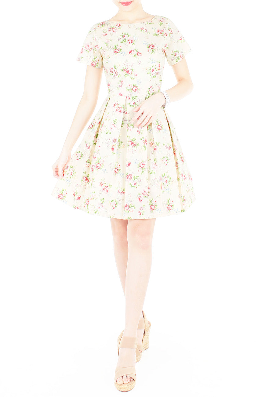 Rustic Radiance Flare Dress with Short Sleeves