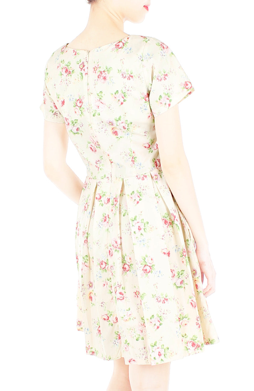 Rustic Radiance Flare Dress with Short Sleeves