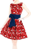Saint Sailorette Flare Dress with Obi Belt - Red
