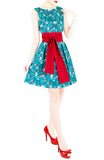 Saint Sailorette Flare Dress with Obi Belt - Turquoise
