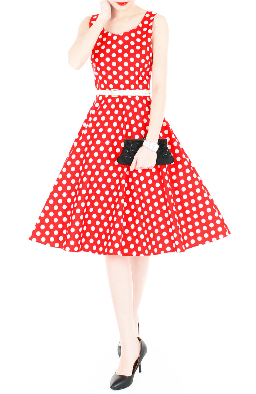 Santa Baby Polka Flare Midi Dress