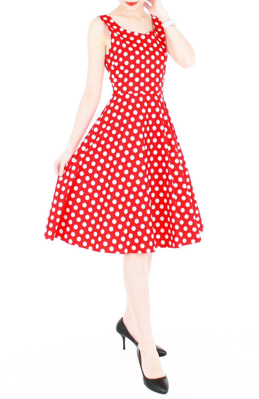 Santa Baby Polka Flare Midi Dress
