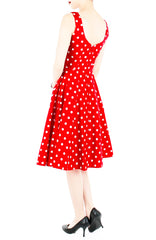 ‘Let’s Do The Polka’ Flare Midi Dress - Red