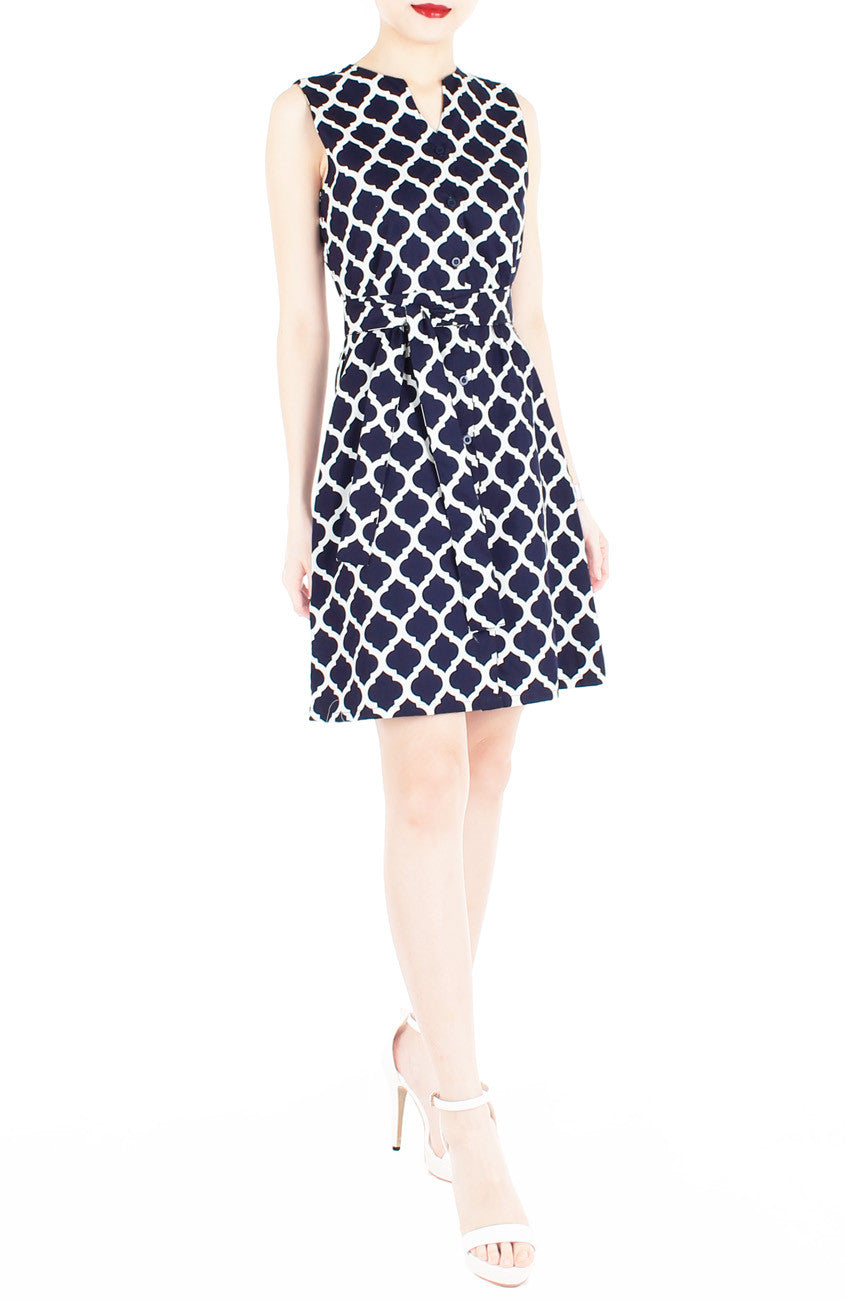 Sartorial Moroccan Mosaic A-Line Button Down Dress