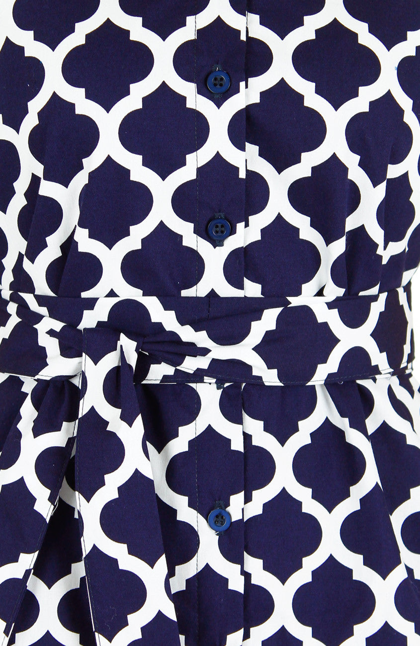 Sartorial Moroccan Mosaic A-Line Button Down Dress