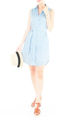 Sartorial Striped Shirtdress - Sky Blue