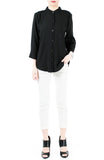 Saturday Comforts Mandarin Collar Top - Black