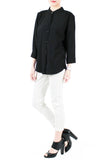 Saturday Comforts Mandarin Collar Top - Black