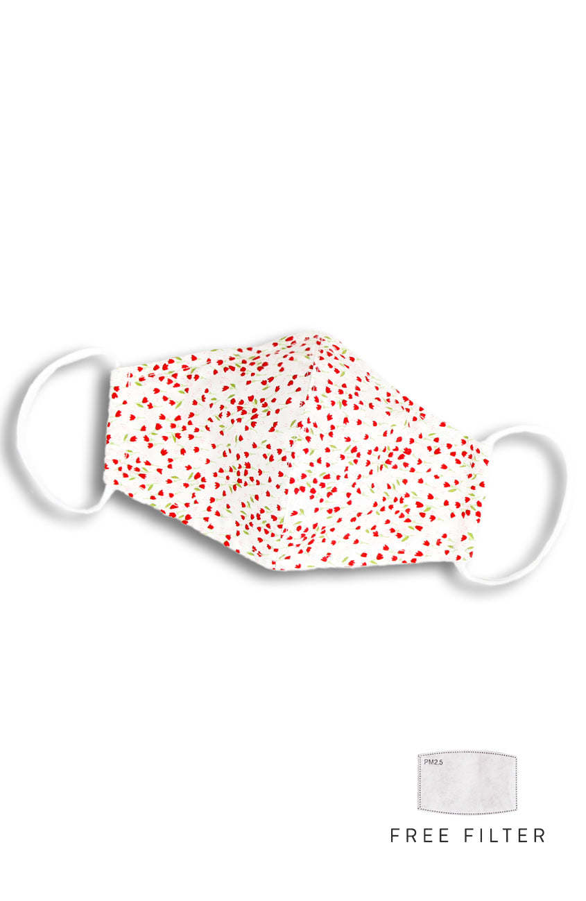 Scarlet Tulips Pure Cotton Face Mask