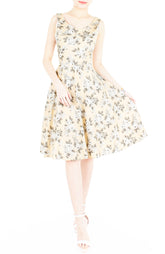 Secret Rose Garden Flare Midi Dress - Pastel Orange