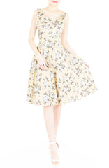 Secret Rose Garden Flare Midi Dress - Pastel Orange