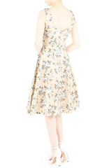 Secret Rose Garden Flare Midi Dress - Pastel Orange