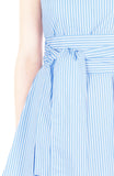 Serenity Striped Flare Dress with Wide Belt - Light Blue