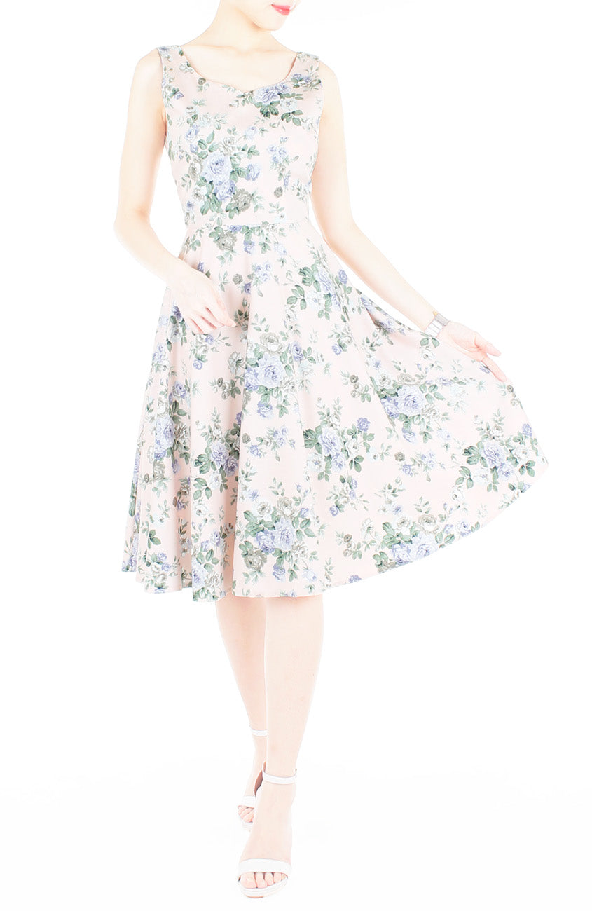 Serenity Lilac Rose Flare Midi Dress