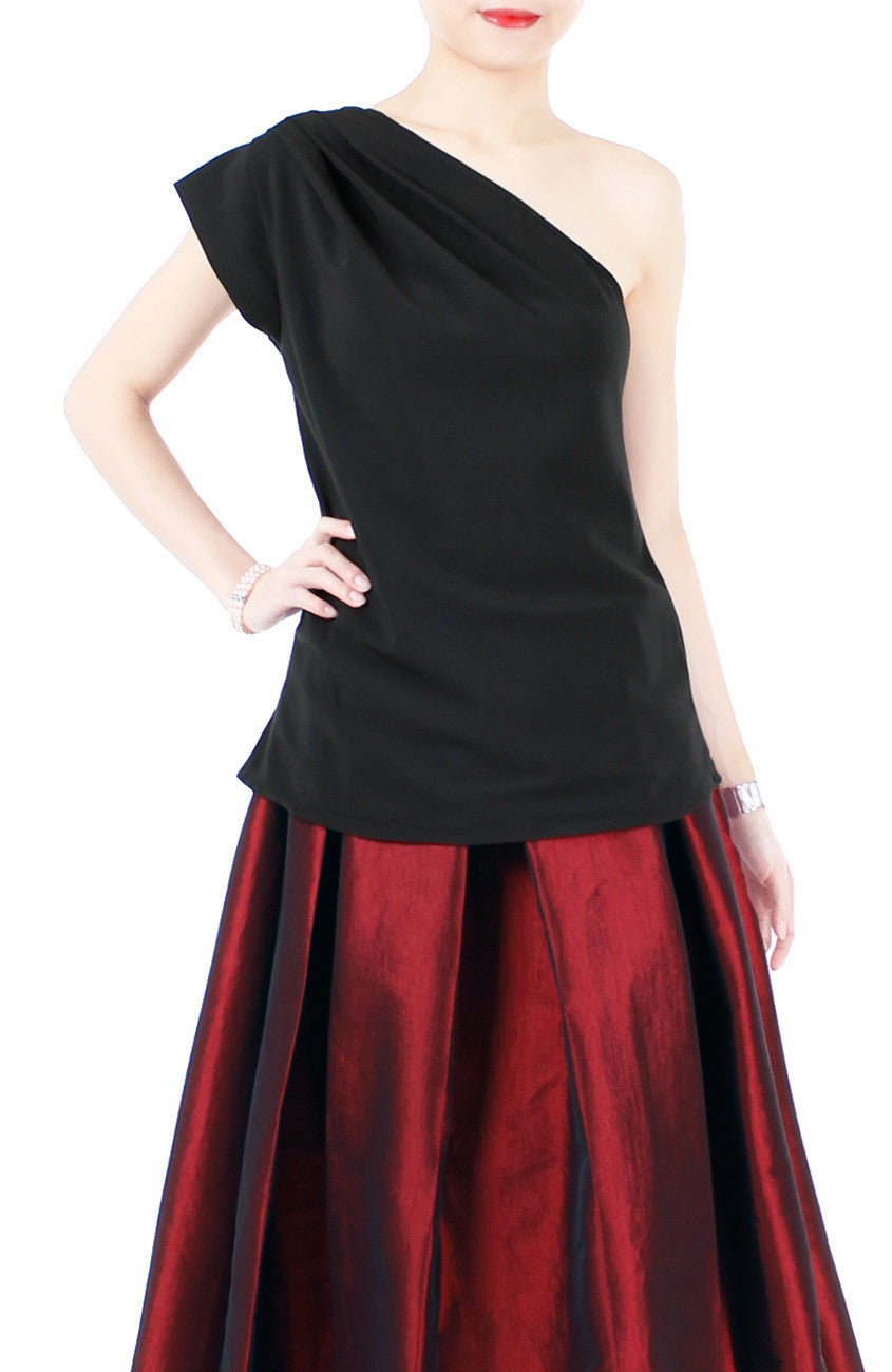 Smitten by Love One Shoulder Top - Black